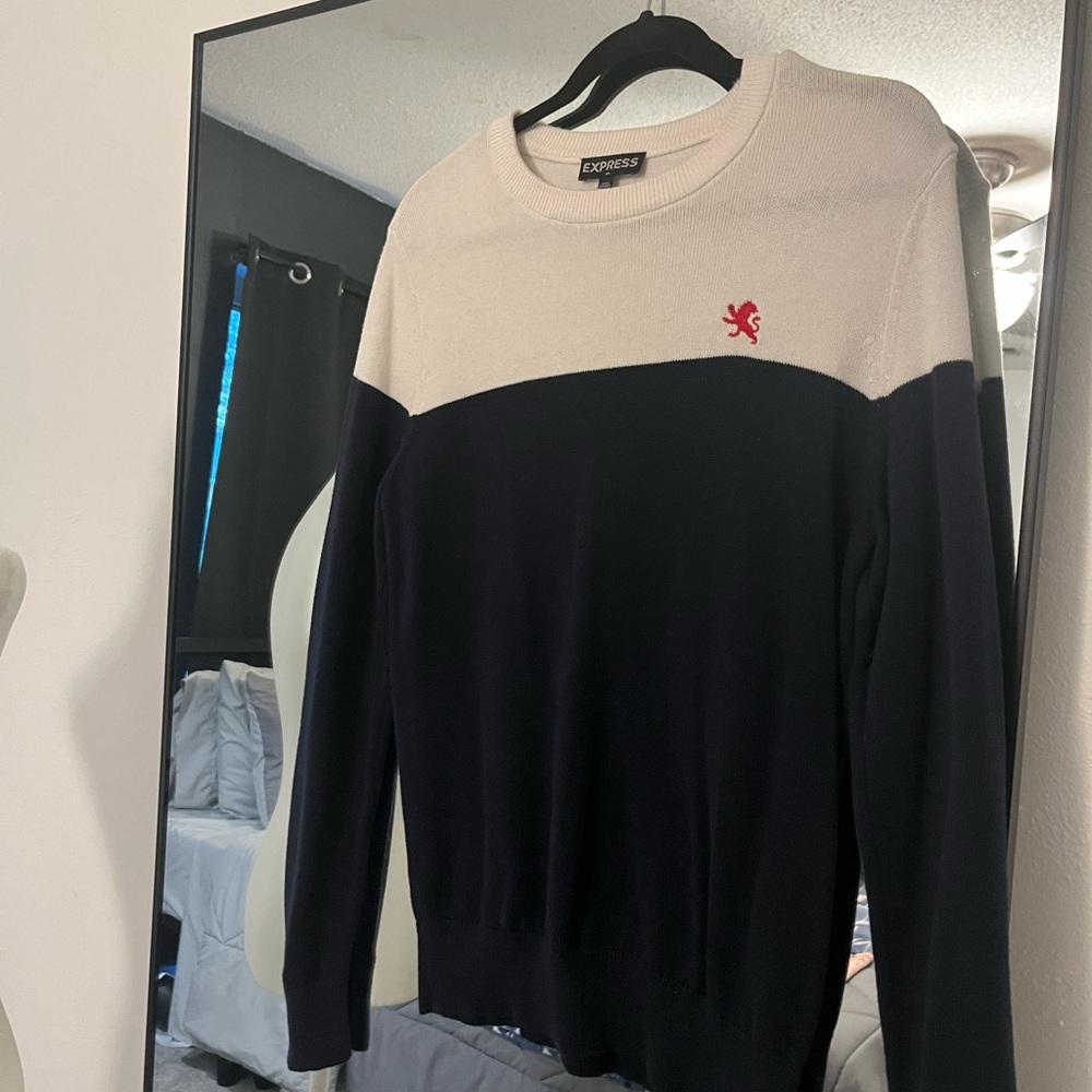 Express Men's Black and White Sweater